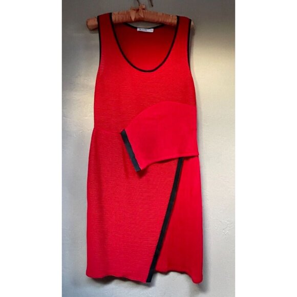 MC Planet by Innate Dress Size 1 Sleeveless Pleated Asymmetric Red Stretch - Picture 1 of 9